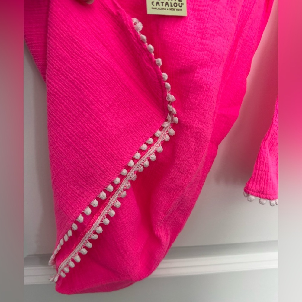 NWT Sophie Catalou Girls Hot Pink Tunic Cover Up Size 7 - Picture 4 of 6